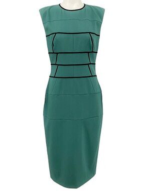 Narciso Rodriguez Green / Black Seam Detail Sleeveless Dress